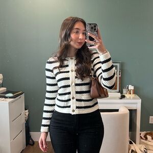Draper James Striped Black and White Women's Sweater